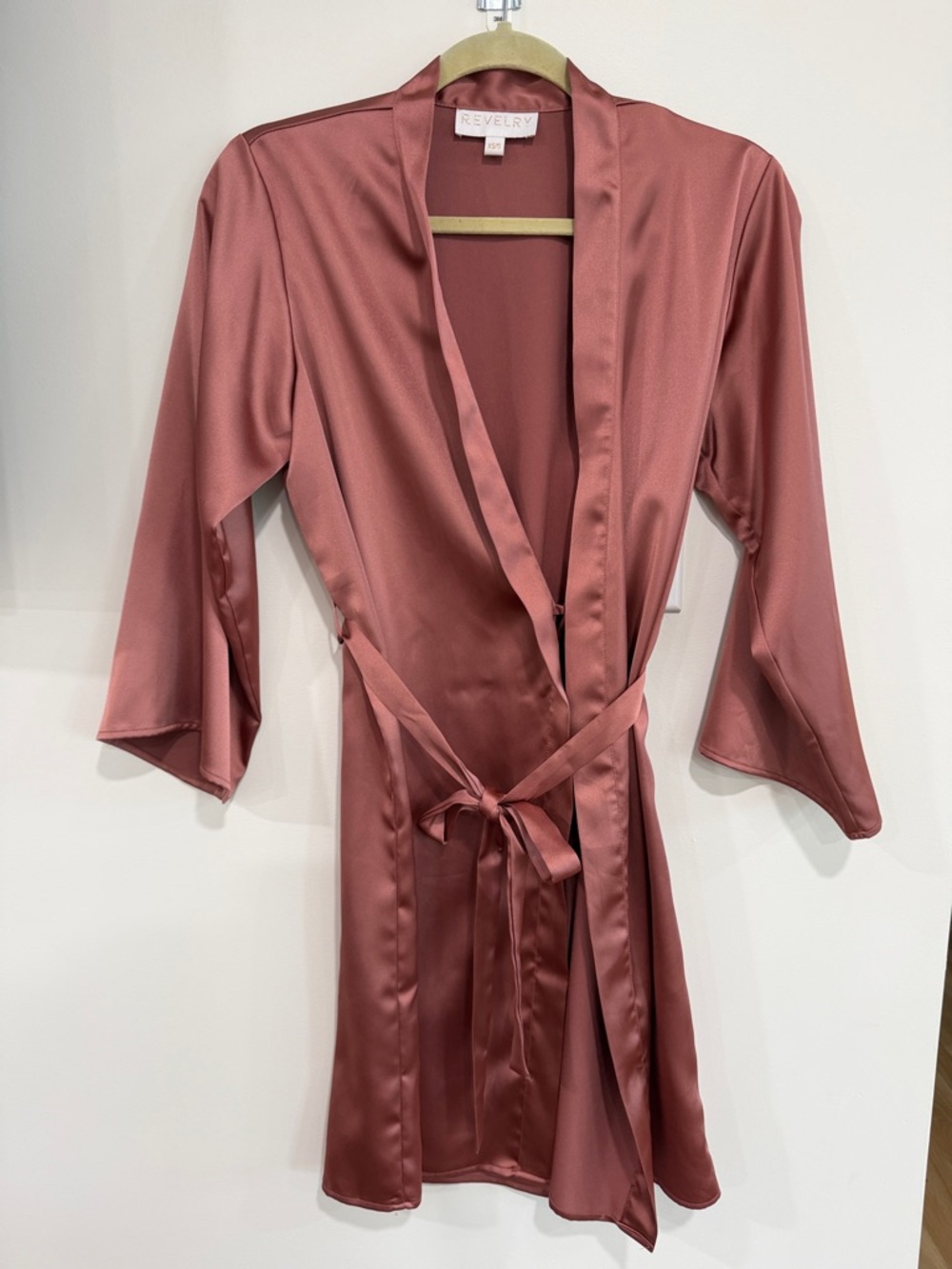 Revelry Satin Wrap Robe in Dusty Mauve